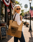Patriotic Canvas Handbag – 250th Anniversary Two Tone Tote for Women – USA 1776-2026 Gift Idea