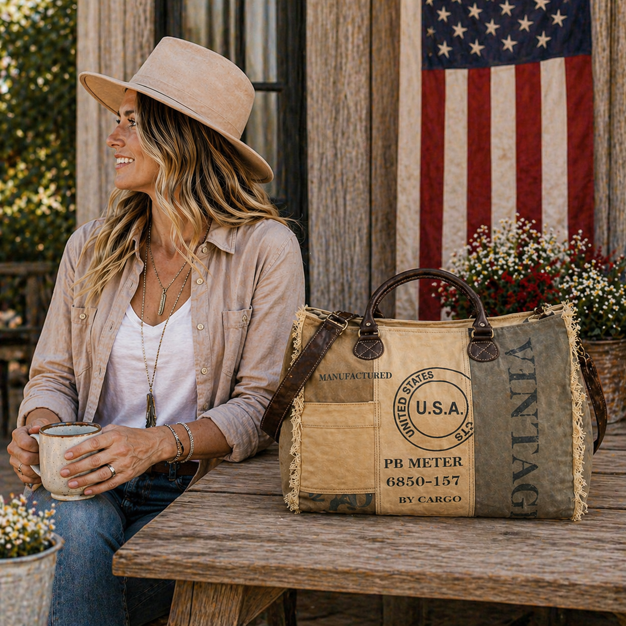 Canvas USA Weekender Bag – Upcycled Military Canvas – Patriotic
