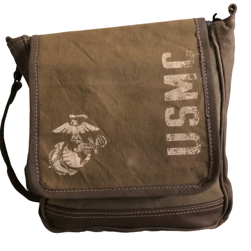 Large Duffel Bag Upcycled Military Canvas Leather Duffle 