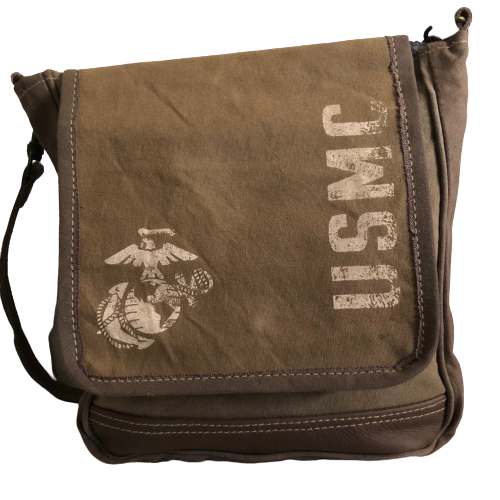 USMC MARINE Sustainable Military Canvas Crossbody Messenger Bag