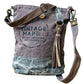 Vintage-style bag with 'Vintage Map  print made out of sustainable recycled military canvas