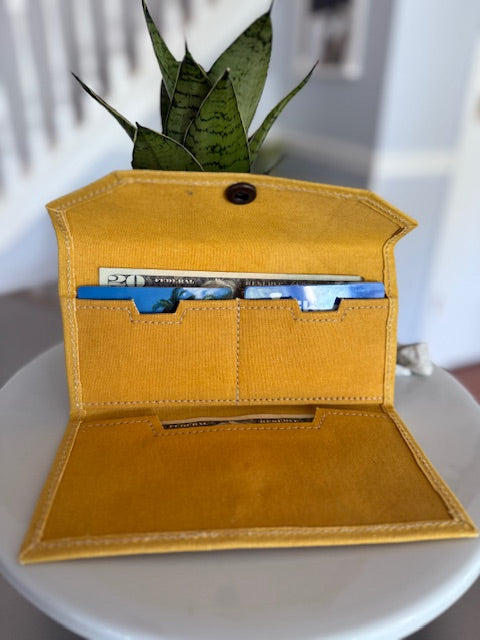 Yellow, Brown or Black Repurposed Military Minimalist Wallet