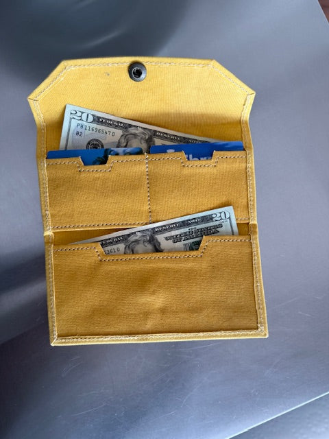 Yellow, Brown or Black Repurposed Military Minimalist Wallet