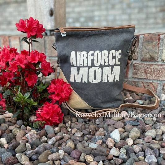 Air Force Mom Crossbody Canvas Bag - Air Force Proud! Great Gift for Veteran or Mom!