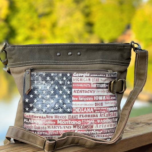 Patriotic American Flag State Crossbody Bag ~ Show Your Pride and Carry it With YOU!