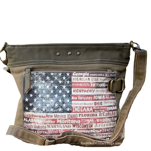 Patriotic Purse American Flag State Sustainable Canvas Bag Crossbody  ~ Show Your Pride and Carry it With YOU!