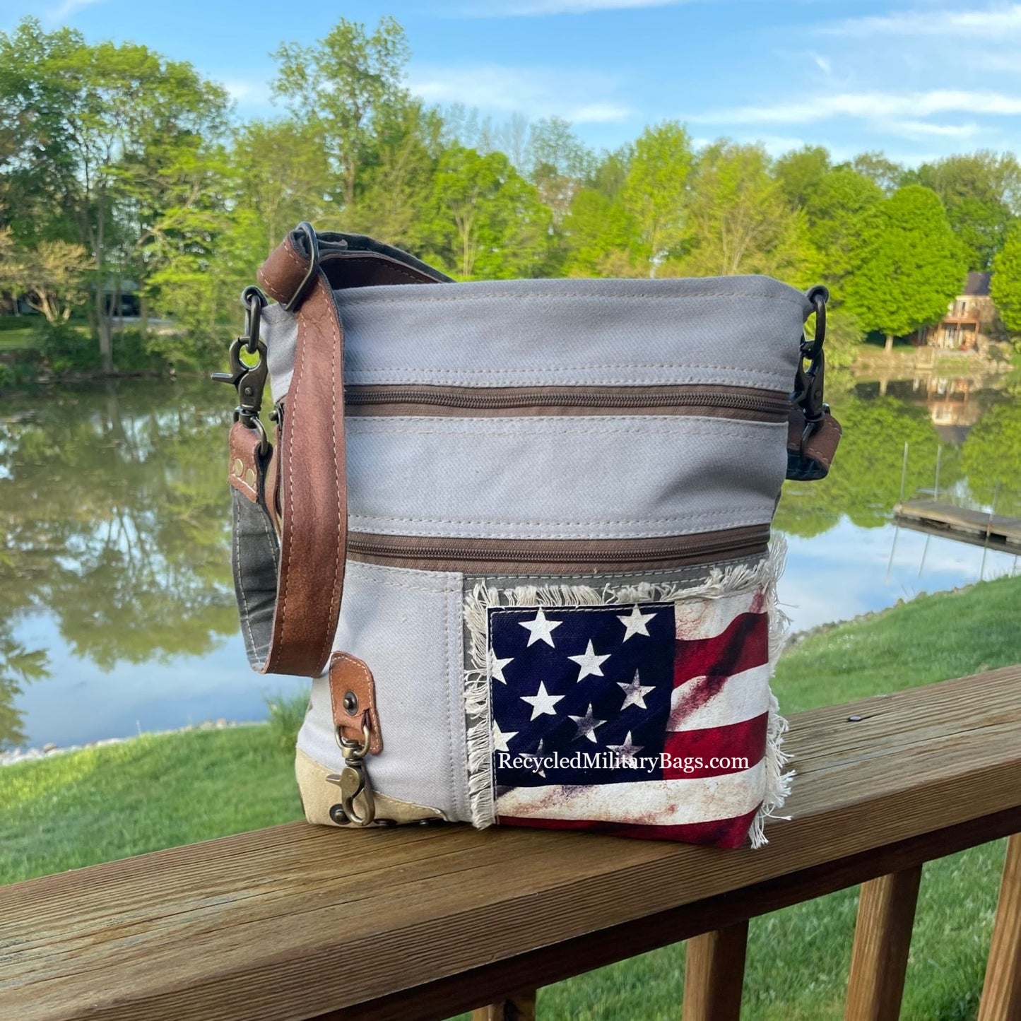 American Flag Patriotic Sustainable Crossbody Purse! Red, White & Blue USA True!