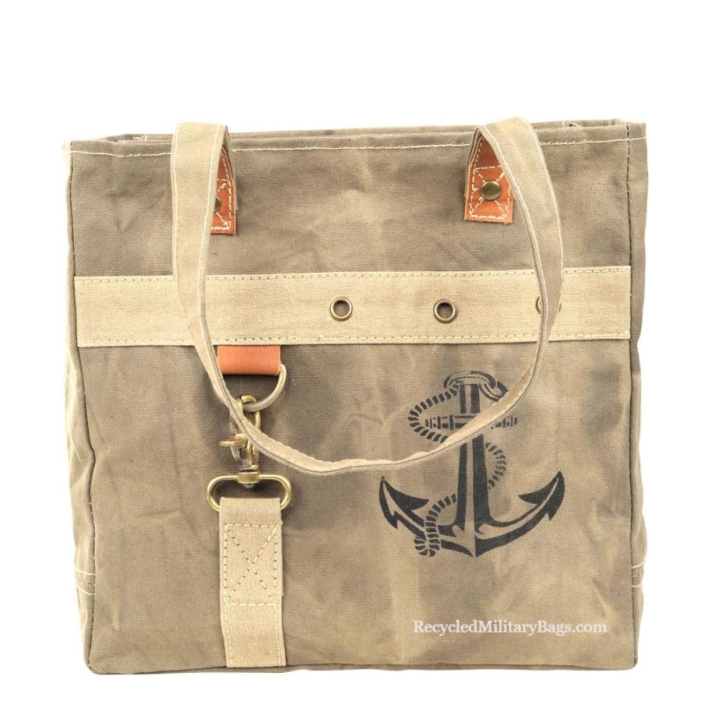 Navy or Nautical Sustainable Canvas Anchor Shoulder Tote Bag Purse