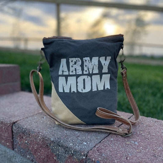 Army Mom Crossbody Canvas Bag - Army Proud!  Air Force Proud! Great Gift for Veteran or Mom!