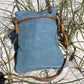 Blue Blooms Floral Tapestry, Leather and Canvas Crossbody ~ The Perfect Size Bag!