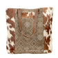 GEO Patterned Brown Tone Hide on Hair and Sustainable Canvas Large Tote Bag Purse