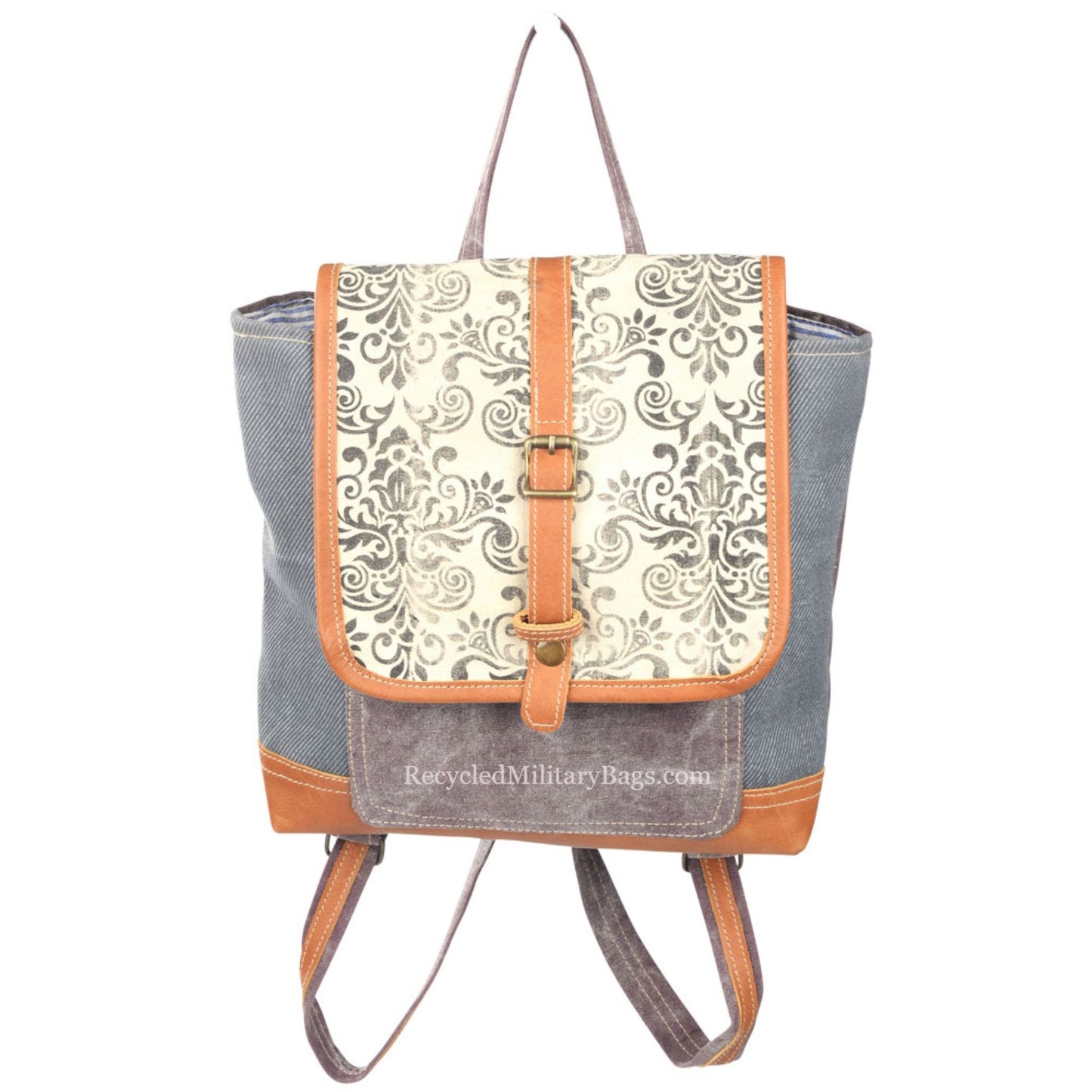 Scroll Print Sustainable Canvas Backpack Purse ~ Goes from Office to a Night Out! It Looks That Good!