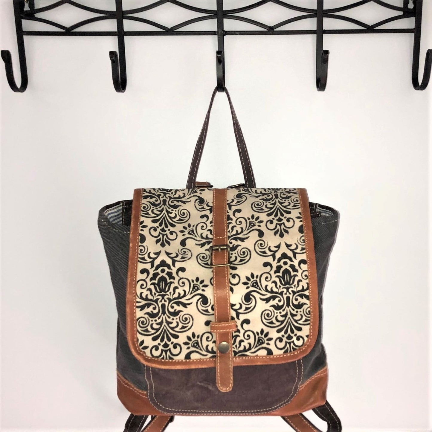 Scroll Print Sustainable Canvas Backpack Purse ~ Goes from Office to a Night Out! It Looks That Good!