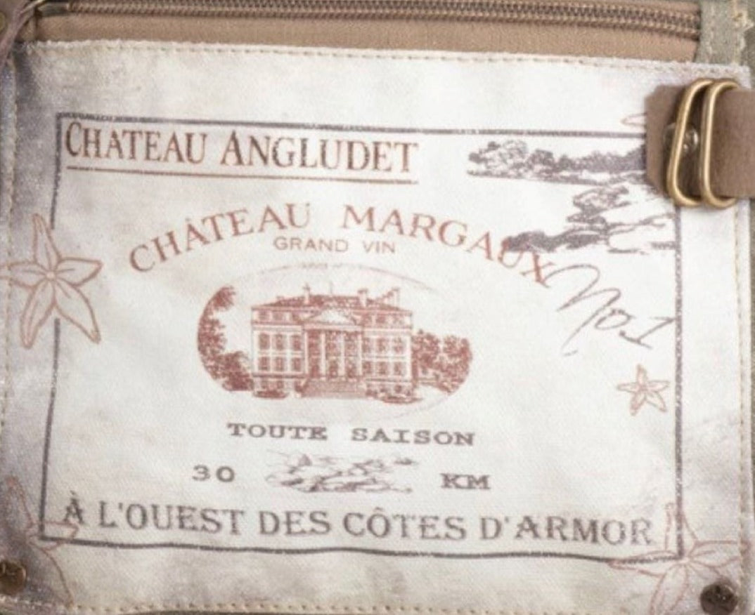 Chateau Canvas Crossbody Shoulder Bag  ~   Wine Lovers Dream!