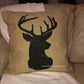 Buck Repurposed Military Canvas Deer Head Pillow Deer Silhouette Rustic Chic Farmhouse Decor Accent Antlers Throw Pillow