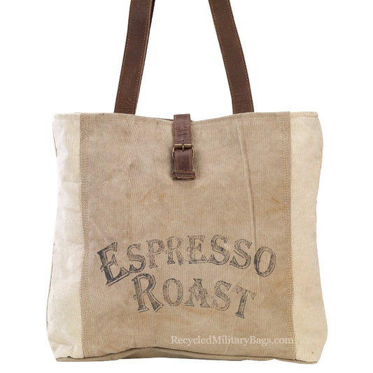 UpCycled Canvas Espresso Roast Shoulder Tote Bag