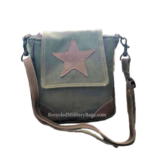 Small Green Crossbody Bag with Star   ~  Great Gift for Army Mom Wife or Veteran