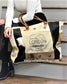 London Sustainable Canvas and Cow Hide Weekender Large Tote Bag - Style, Class and Function!