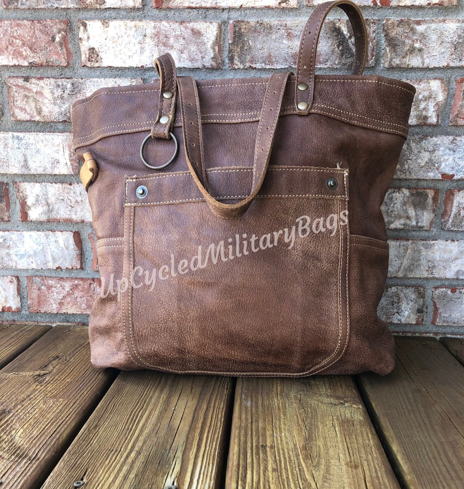 S brick leather hobo bag