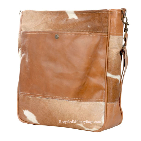 Large Beautiful Canvas and Hair on Hide Crossbody ~ Leather Front Pocket with Hair on Hide