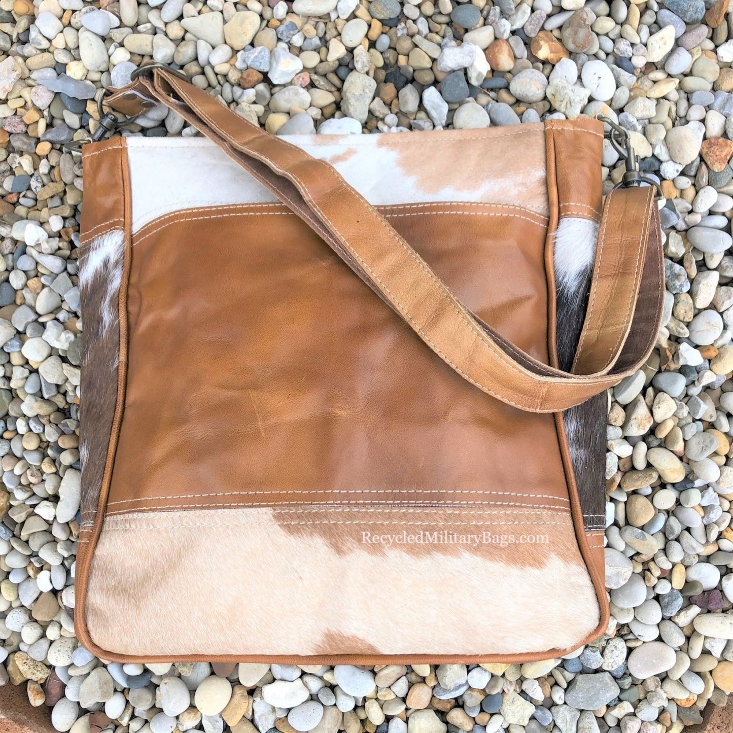 Large Beautiful Canvas and Hair on Hide Crossbody ~ Leather Front Pocket with Hair on Hide