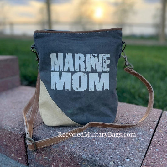 Marine Mom Sustainable Canvas Crossbody Purse Bag Great Gift for Mom!