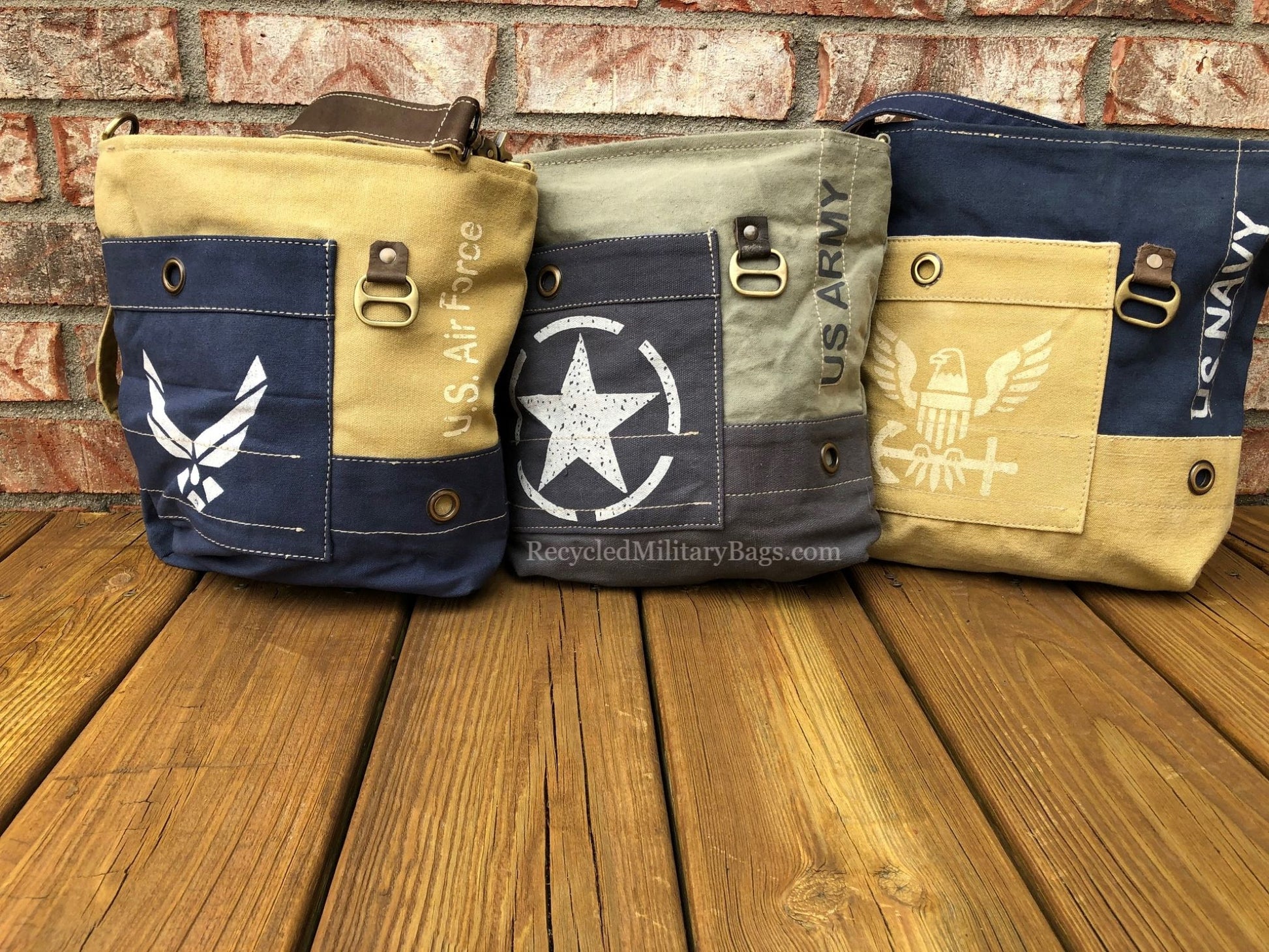 Navy or Nautical Sustainable Canvas Anchor Shoulder Tote Bag – Recycled Military  Bags
