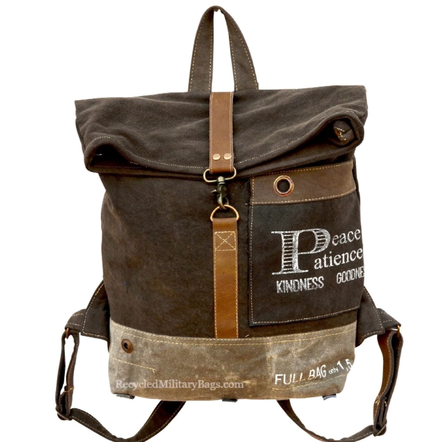 Peace & Patience Large Canvas BackPack ~ Peace Patience Kindness Goodness! The Name Says It All!