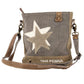Vintage Double Star Sustainable Canvas Bag Crossbody Purse     Great Size Crossbody!