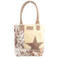 Canvas and Cowhide with Leather Star Shoulder Bag or Small Tote