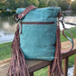 Turquoise Tapestry Crossbody with Fringe and Hide! Western Flair and It's as beautiful as it looks!
