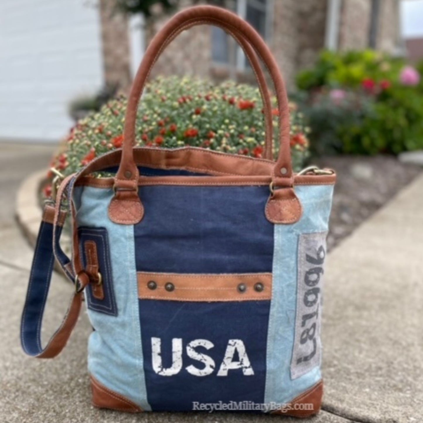 Patriotic USA Blue Sustainable Canvas Tote or Purse