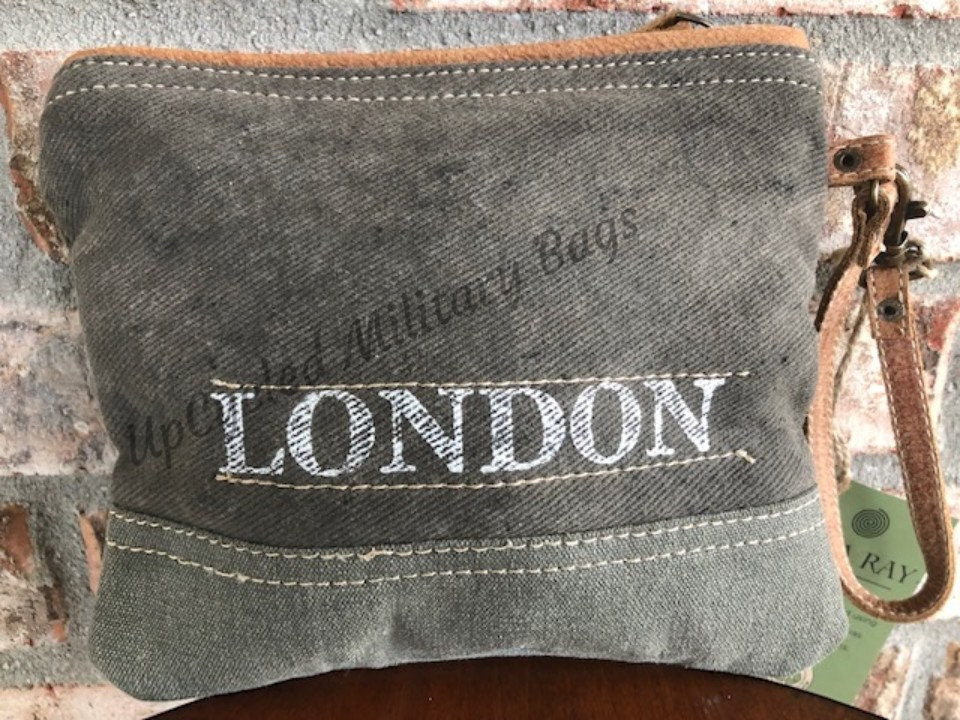 Vintage London Travel Ticket Wristlet or Make Up Bag  ~  Great Gift with Free Shipping