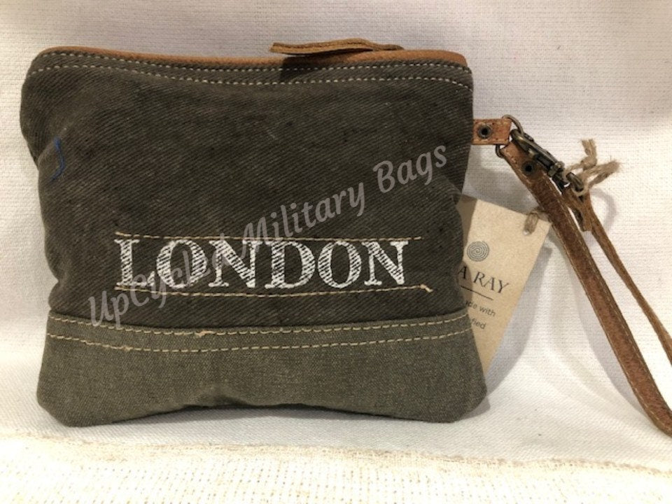 Vintage London Travel Ticket Wristlet or Make Up Bag  ~  Great Gift with Free Shipping