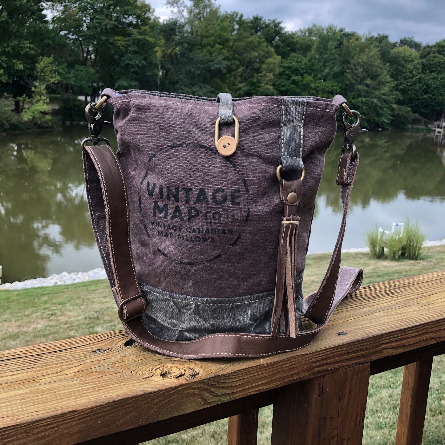 Vintage Map Purse Crossbody Bag~ You're Going To Love this Sustainable Canvas Bag!