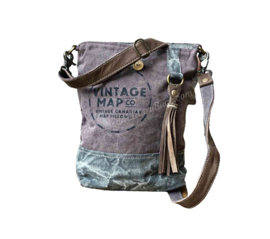 Vintage Map Purse Crossbody Bag~ You're Going To Love this Sustainable Canvas Bag!