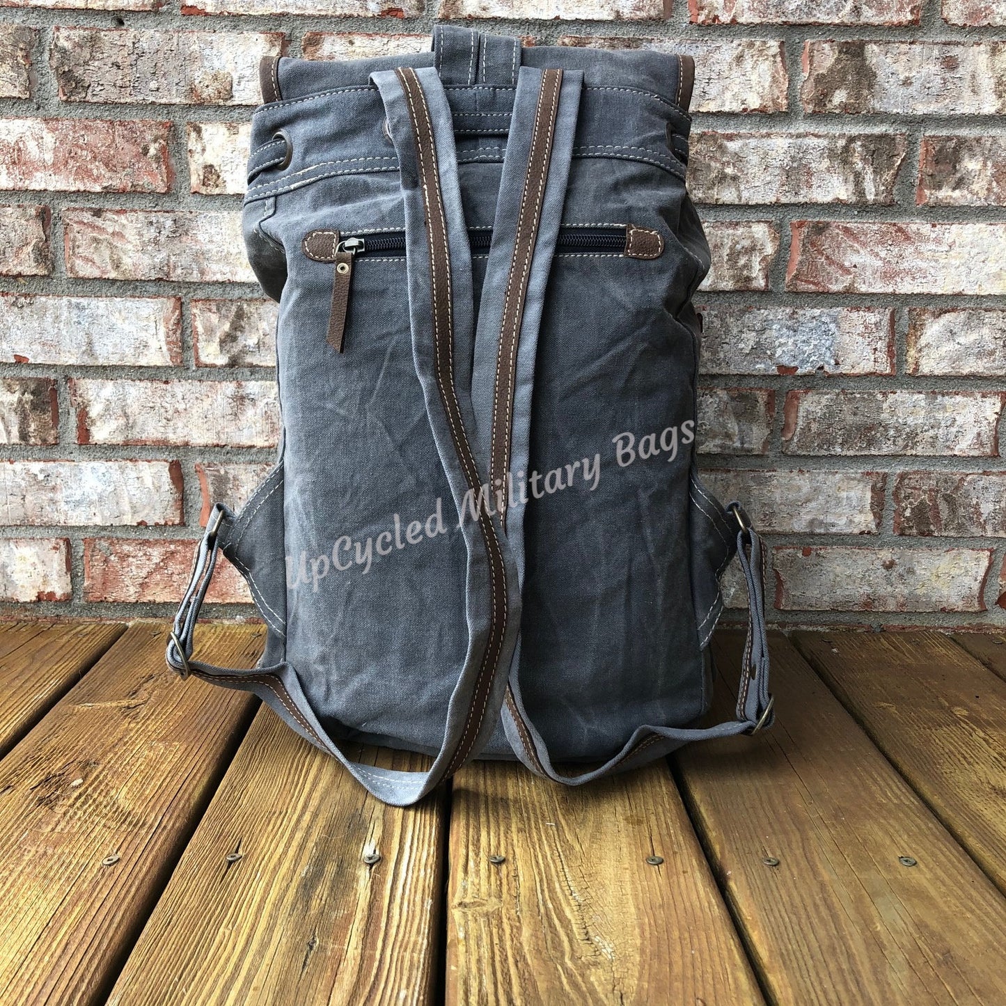 US Army Sustainable Canvas Unisex Gray Backpack ~ Also Available in Air Force and USMC