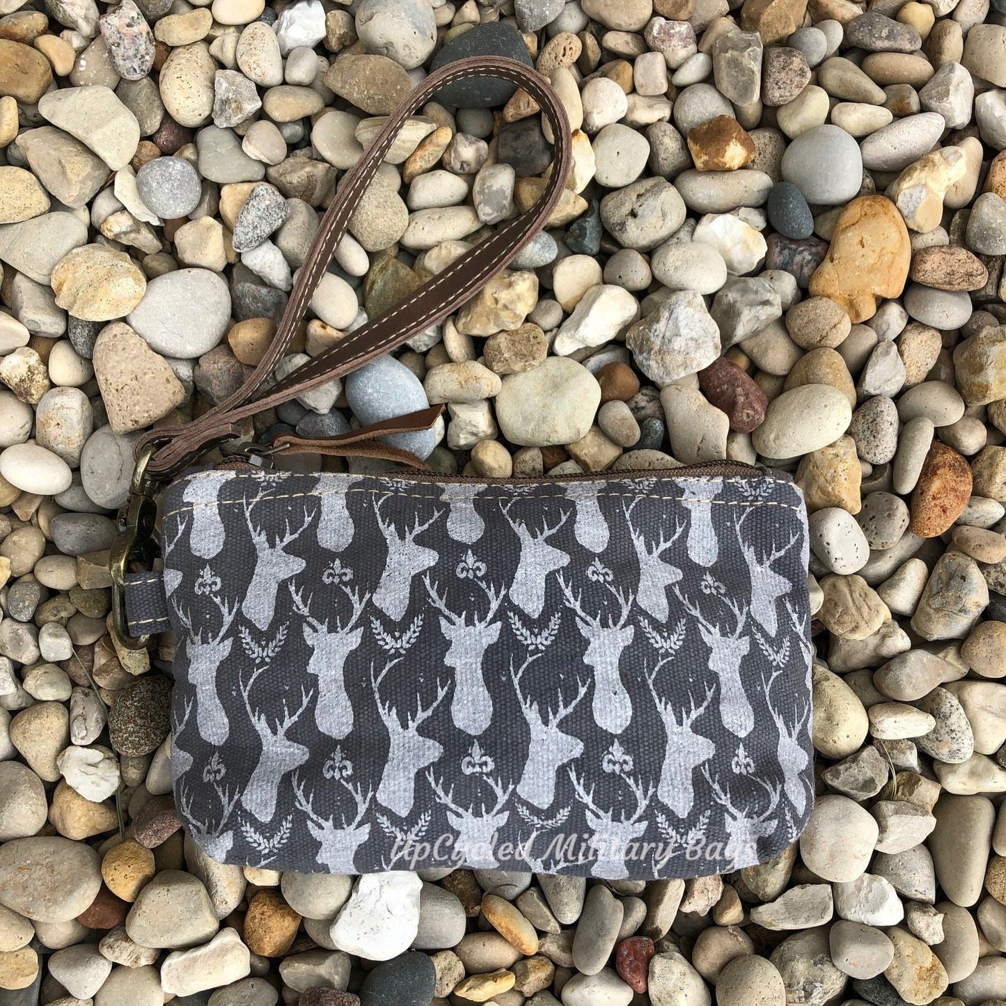 Canvas Deer Sustainable Wristlet, Makeup Bag or Coin Purse! You decide!