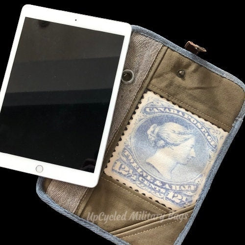 Military Sustainable Canvas Tablet Ipad Holder, Tablet Cover, E-Reader Case
