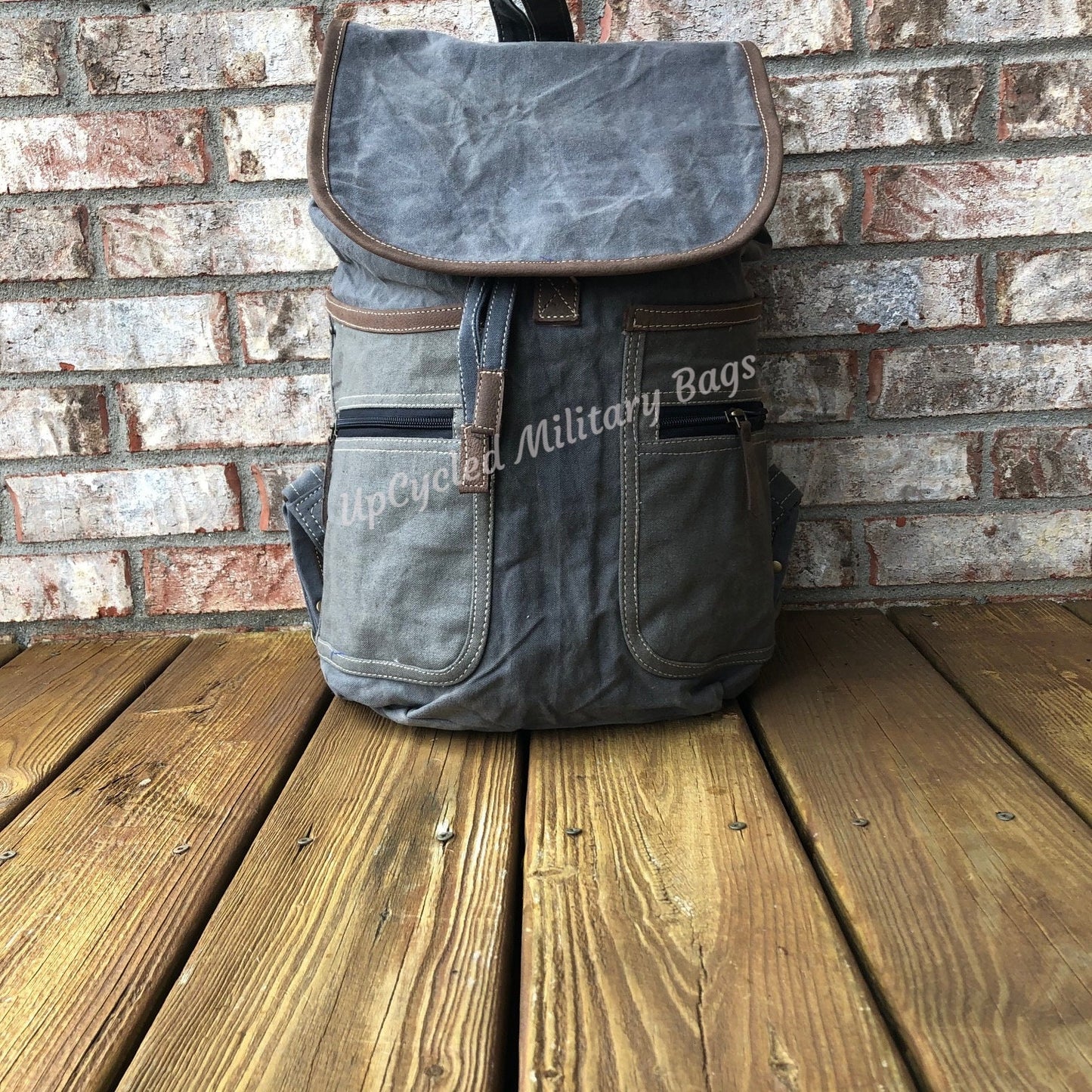 Unisex Gray Large Sustainable Canvas Backpack