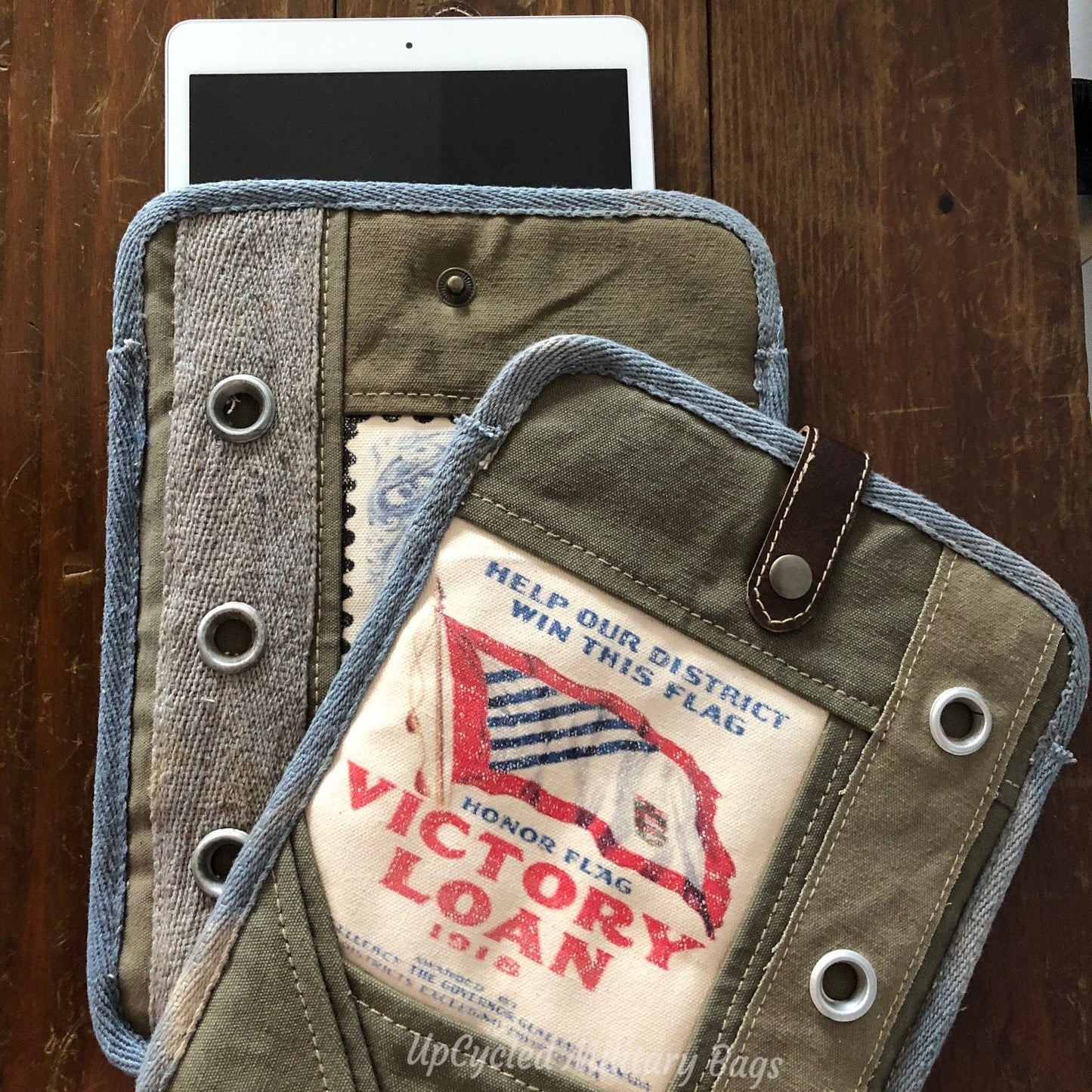 Military Sustainable Canvas Tablet Ipad Holder, Tablet Cover, E-Reader Case