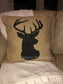 Buck Repurposed Military Canvas Deer Head Pillow Deer Silhouette Rustic Chic Farmhouse Decor Accent Antlers Throw Pillow