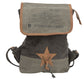 Military General BackPack Unisex Sustainable Canvas with Leather Accents