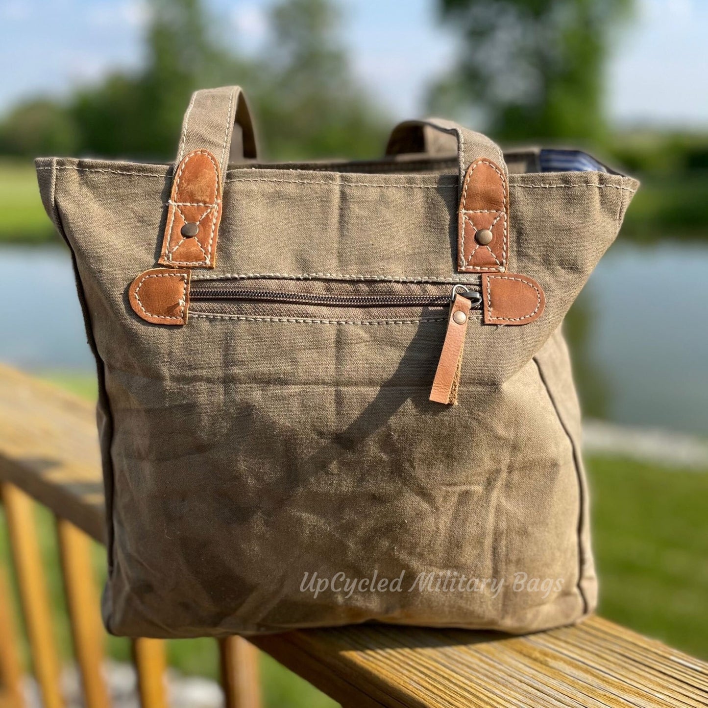 Navy or Nautical Sustainable Canvas Anchor Shoulder Tote Bag Purse