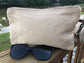 Cream and Cinnamon Floral Sustainable Canvas Wristlet Purse or Makeup Bag!
