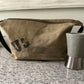 Military Canvas Dopp Kit, Travel Case,  Vintage US Stamped Shaving Kit or  Makeup Bag ~ Great Gift!